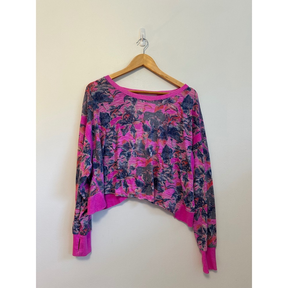 Free People Movement Floral Burnout Cropped Open Back T-Shirt | Size Small